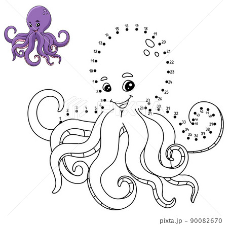 Dot to Dot Octopus Coloring Page for Kids Dot to Dot Octopus Coloring Page for Kids 90082670
