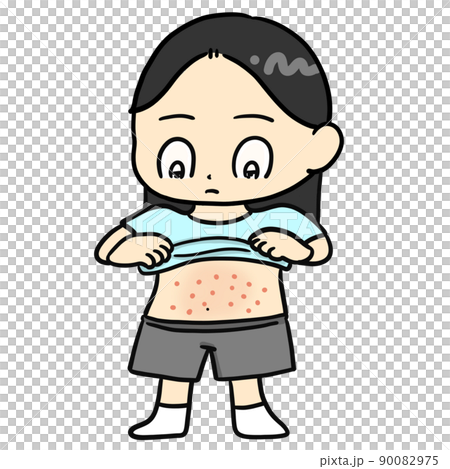 お腹に発疹のある子ども お腹に発疹のある子ども 90082975