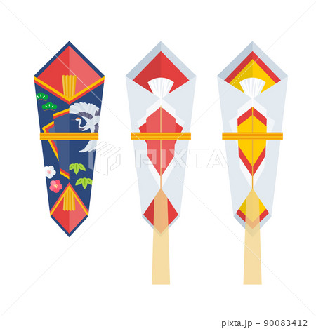 日本の正月小物「のし」のベクターイラスト。 90083412