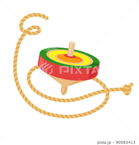日本の正月小物 独楽 のベクターイラスト のイラスト素材