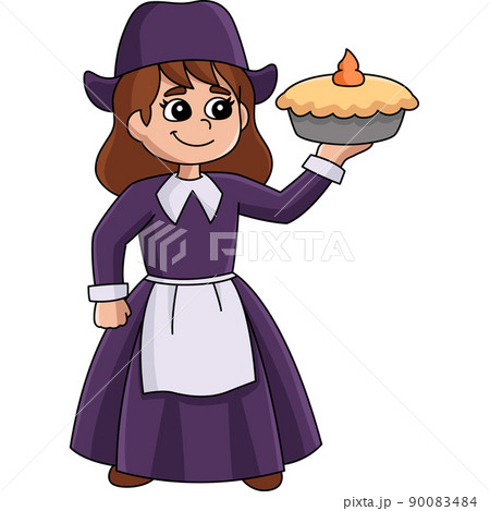 Thanksgiving Pilgrim Girl Colored Cartoon Clipart Thanksgiving Pilgrim Girl Colored Cartoon Clipart 90083484