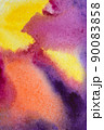 Bright red, purple and yellow colours. Aquarelle gradient spots on paper background. 90083858