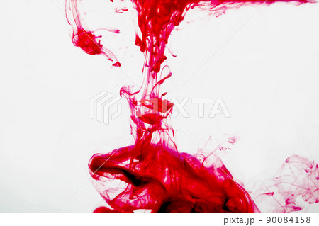 selective soft focus red liquid like blood drop in to clear water 90084158