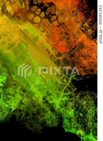 Modern colorful flow background on black. Wave Liquid shape in color banner. 90085161