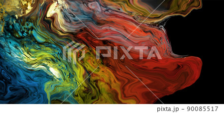 Modern colorful flow background on black. Wave Liquid shape in color banner. Modern colorful flow background on black. Wave Liquid shape in color banner. 90085517