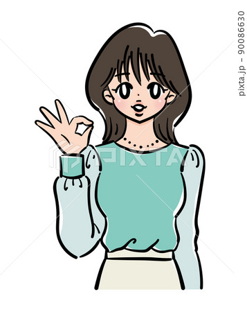 OKサインを出す女性 90086630