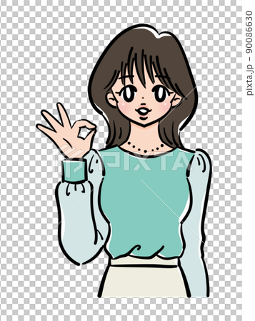 OKサインを出す女性 90086630
