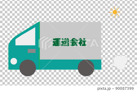 天気のいい日に運送会社のトラックが走っている風景のイラスト・通信販売・フリマアプリ・ビジネス・物流 90087399
