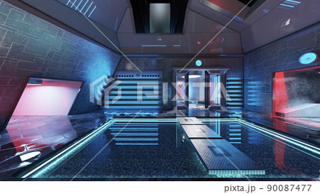 宇宙船内の風景 90087477
