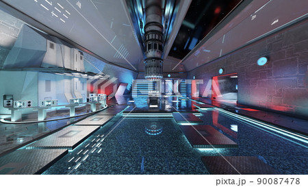 宇宙船内の風景 90087478