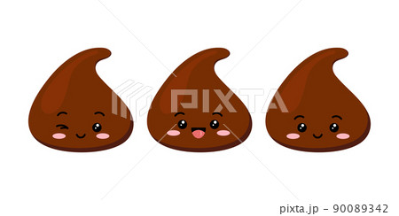 Cute chocolate chips piece emoji character vector icon set. 90089342