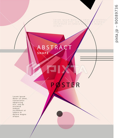 Vector abstract crystal shape posterm banner, brochure. Futuristic background. Artistic cover design, Minimalistic creative concept 90089736