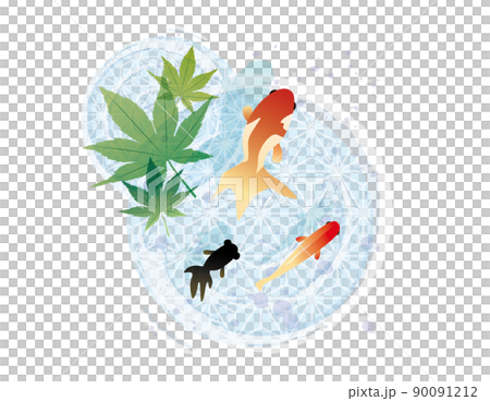 日式夏季金魚背景 90091212