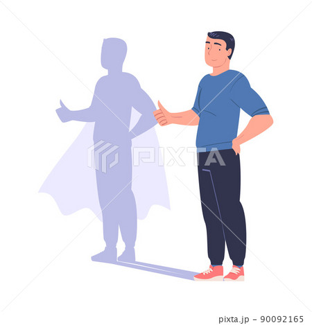 Shadow of Man Superhero Character Standing and Smiling Vector Illustration 90092165