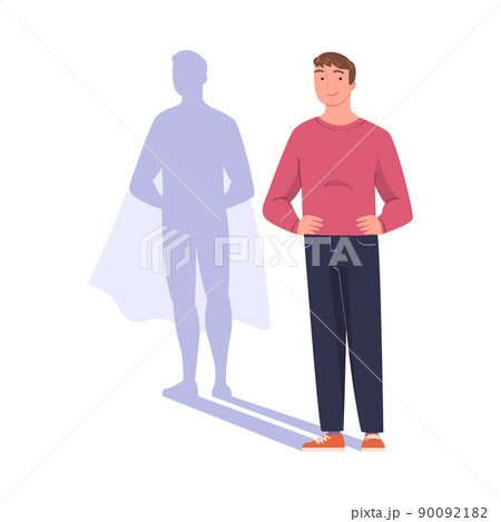 Shadow of Man Superhero Character Standing and Smiling Vector Illustration 90092182
