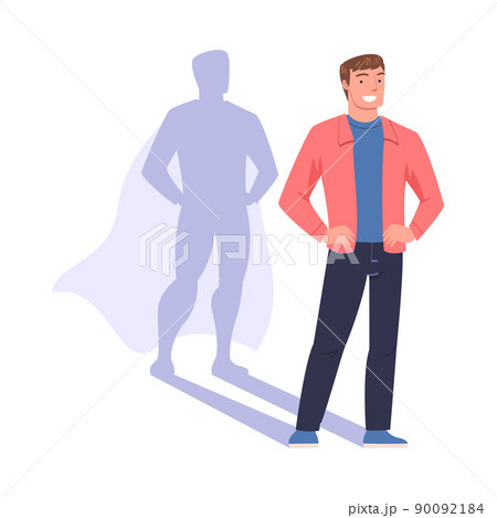 Shadow of Man Superhero Character Standing and Smiling Vector Illustration 90092184