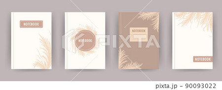 Cover page notebook collection. Templates with dry pampas grass. Perfect for diary, books, magazines, journals, catalogs, planners and flyers. Vector layouts 90093022