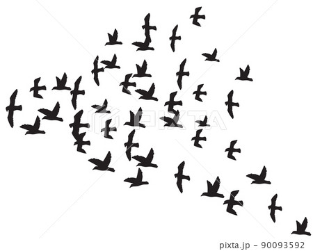 A flock of flying birds A flock of flying birds 90093592