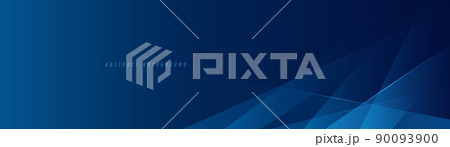 Abstract modern blue horizontal banner background with geometric diagonal overlay layer and glowing lines. Suit for banner, poster, cover, header, flyer, brochure, website, presentation. Vector 90093900
