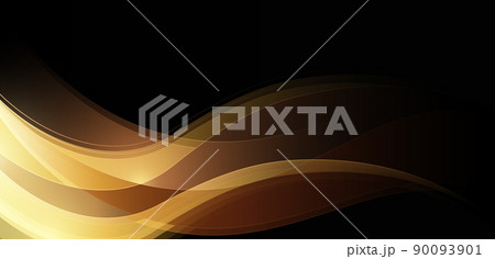 Abstract gold wave on black background. Modern luxury shiny color golden gradient wave texture design element. Transparent flow wave graphic. Suit for wallpaper, website, backdrop, banner 90093901
