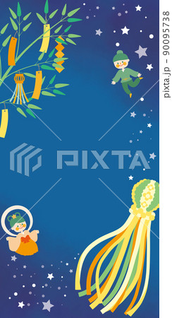 七夕　デザイン背景　織姫と彦星 90095738
