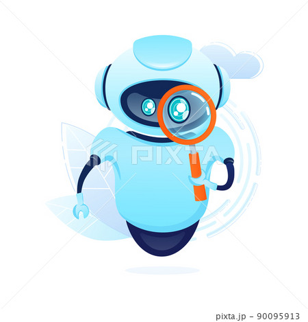 Search bot in cartoon style. Artificial intelligence. Isometric vector. Vector illustration 90095913