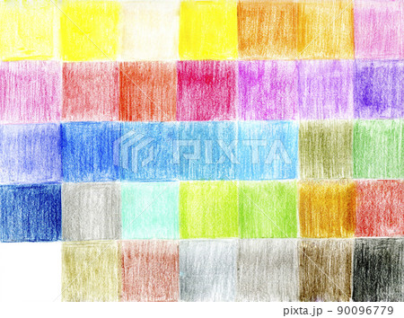 Elements of colored squares. Drawn by hand with pencils Elements of colored squares. Drawn by hand with pencils 90096779