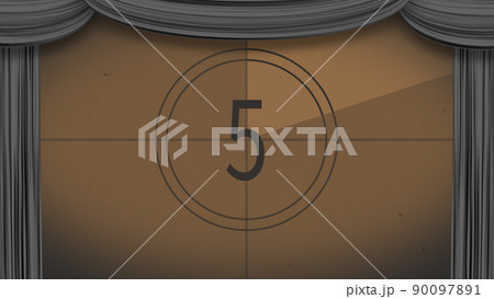 カーテンが開く カウントダウン(0から5) スクリーン:こげ茶 カーテン:黒 カーテンが開く カウントダウン(0から5) スクリーン:こげ茶 カーテン:黒 90097891