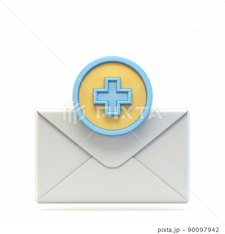 Mail icon with plus sign 3D 90097942