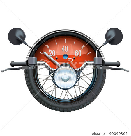 Vector Motorcycle Steering Wheel Concept with Wheel and Speedometer 90099305