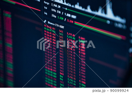 image financial market data on a computer monitor. image financial market data on a computer monitor. 90099924