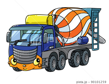 Funny concrete mixer truck with eyes and mouth 90101259