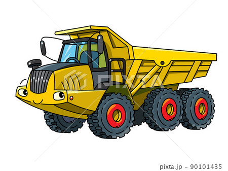 Articulated dump truck car with eyes illustration Articulated dump truck car with eyes illustration 90101435