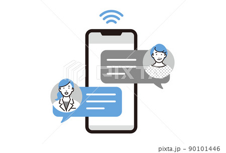 女性のドクターとスマホでオンライン診療 90101446