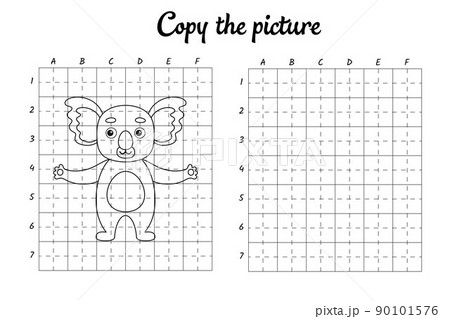 Copy the picture. Draw by grid. Coloring book pages for kids. Handwriting practice, drawing skills training. Education developing printable worksheet. Activity page. Cute cartoon vector illustration. Copy the picture. Draw by grid. Coloring book pages for kids. Handwriting practice, drawing skills training. Education developing printable worksheet. Activity page. Cute cartoon vector illustration. 90101576
