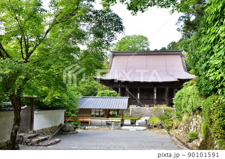 京都市　大原寺勝林院と新緑 90101591