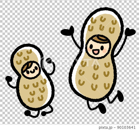 穿著花生服裝的父母和孩子 90103641