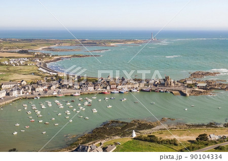 Barfleur, France Fishing port of Barfleur on the Normandy coast with trawlers docked 90104334