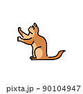 Sitting cat sharpens its claws color line icon. Pictogram for web page 90104947