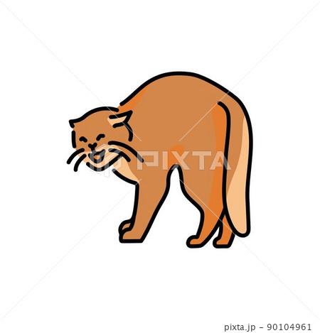 Standing angry cat color line icon. Pictogram for web page 90104961