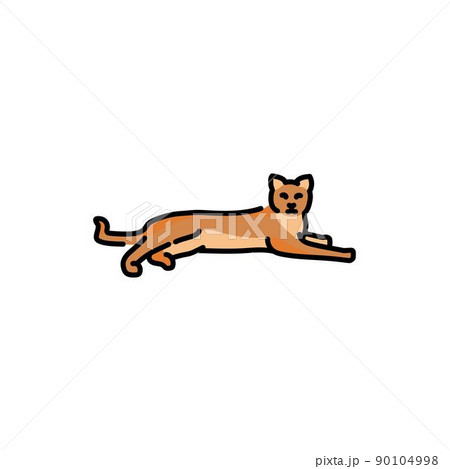 Lying happy cat color line icon. Pictogram for web page 90104998