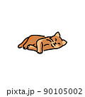 Happy sleeping cat color line icon. Pictogram for web page 90105002