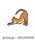Happy cat stretches color line icon. Pictogram for web page 90105006