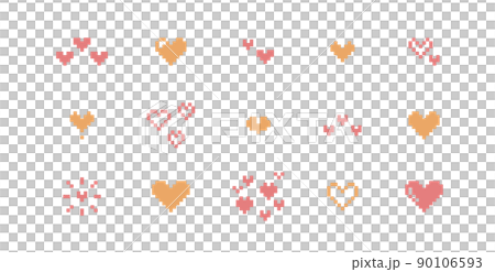 ドット絵 キュートなハート装飾セット ピクセル ドット絵 キュートなハート装飾セット ピクセル 90106593