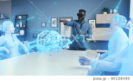 African American man in cyberspace of meta universe 90108499
