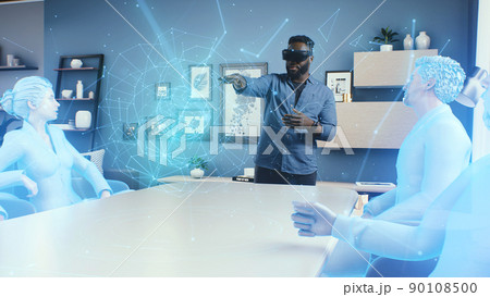 African American man in cyberspace of meta universe 90108500