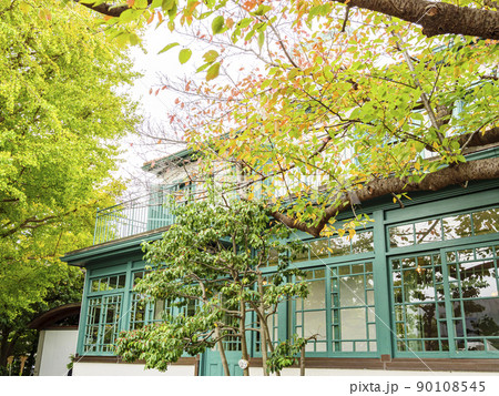 異国情緒漂う神奈川県横浜市山手の西洋館の晩秋（紅葉） 90108545