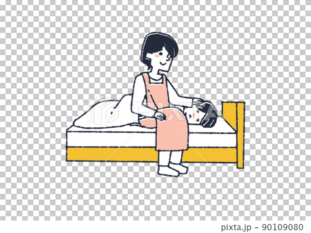 和不下床的孩子溫柔交談的媽媽,支持孩子的溫暖父母,可笑的手寫人 和不下床的孩子溫柔交談的媽媽,支持孩子的溫暖父母,可笑的手寫人 90109080