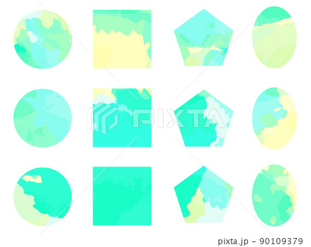 水彩テクスチャの幾何学モチーフのイラスト素材セット 水彩テクスチャの幾何学モチーフのイラスト素材セット 90109379