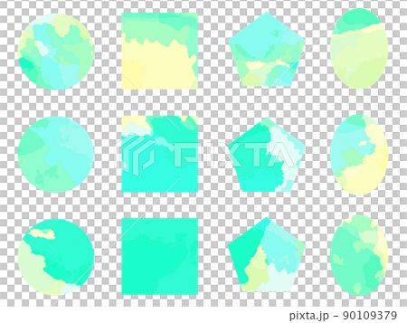 水彩テクスチャの幾何学モチーフのイラスト素材セット 水彩テクスチャの幾何学モチーフのイラスト素材セット 90109379